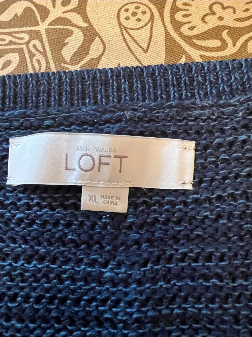LOFT Navy & Blue Knit Crewneck Pullover Sweater